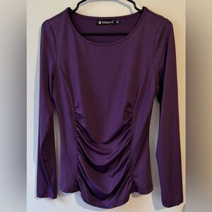 Allegra K Ruched Long Sleeve Top Purple Blouse Women’s Medium Fitted Like New